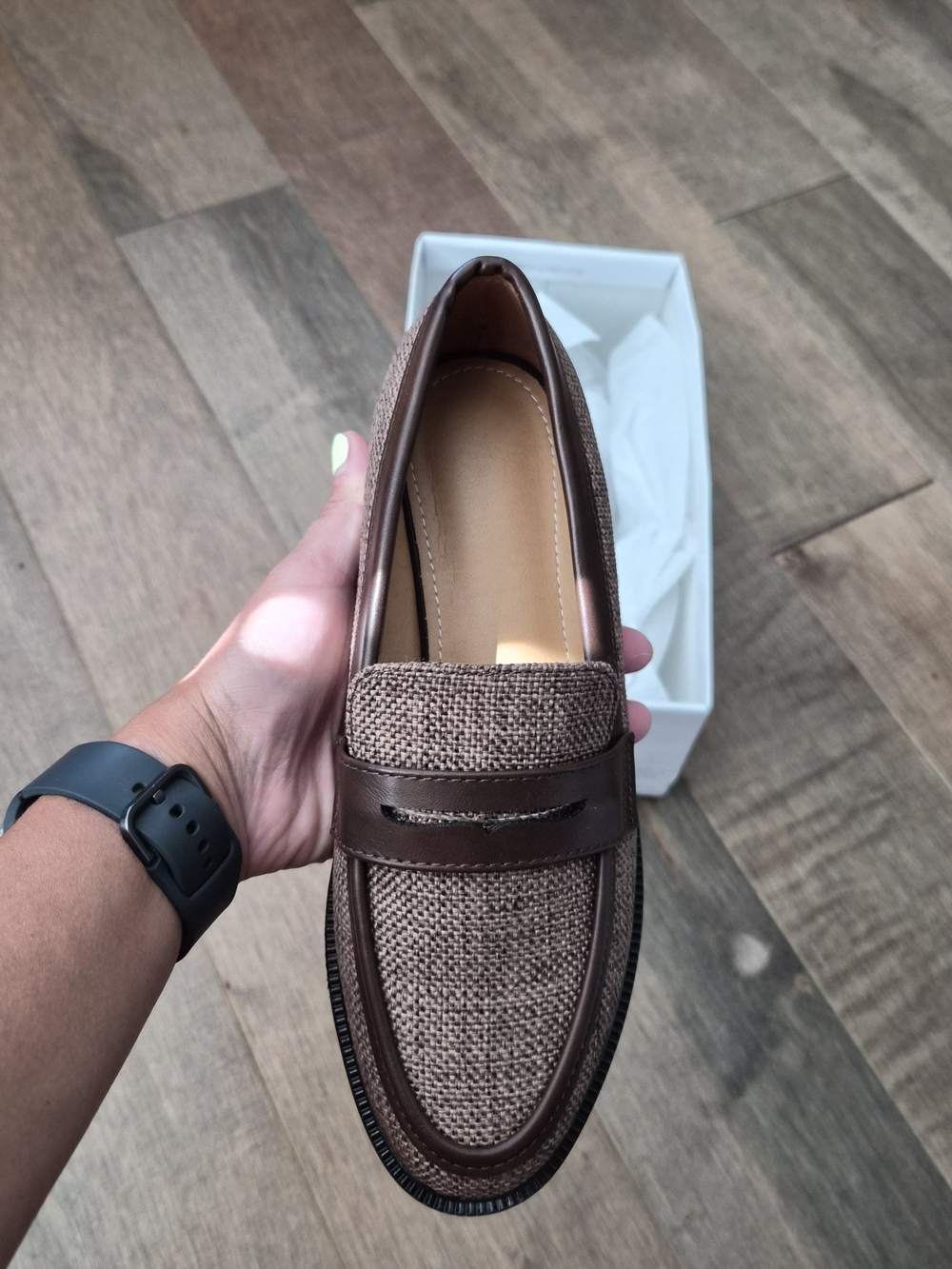 SHEIN Brown Woven Penny Loafers for Women